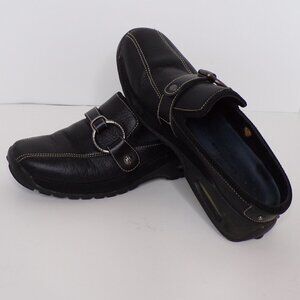 Cole Haan NikeAir women's athletic mule - black leather, ring buckle, size 7.5B